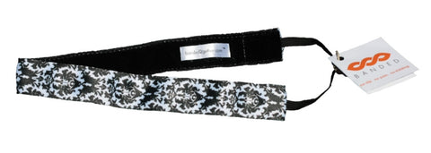 Banded Black & White Damask Headband